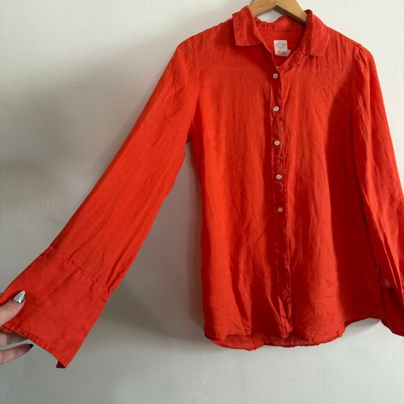 J. CREW | Red Orange 100% Linen The Perfect Button down Shirt | Size 2 - Picture 2 of 6